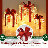 Tangkula Set of 3 Christmas Lighted Gift Boxes