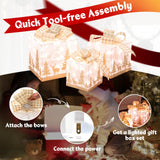 Tangkula Set of 3 Lighted Christmas Box, Pre-lit Present Boxes with 100 Warm White Lights