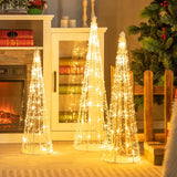 Tangkula Set of 3 Lighted Christmas Cone Trees