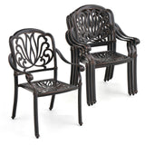 Tangkula Set of 2, Set of 4 Cast Aluminum Patio Dining Chairs
