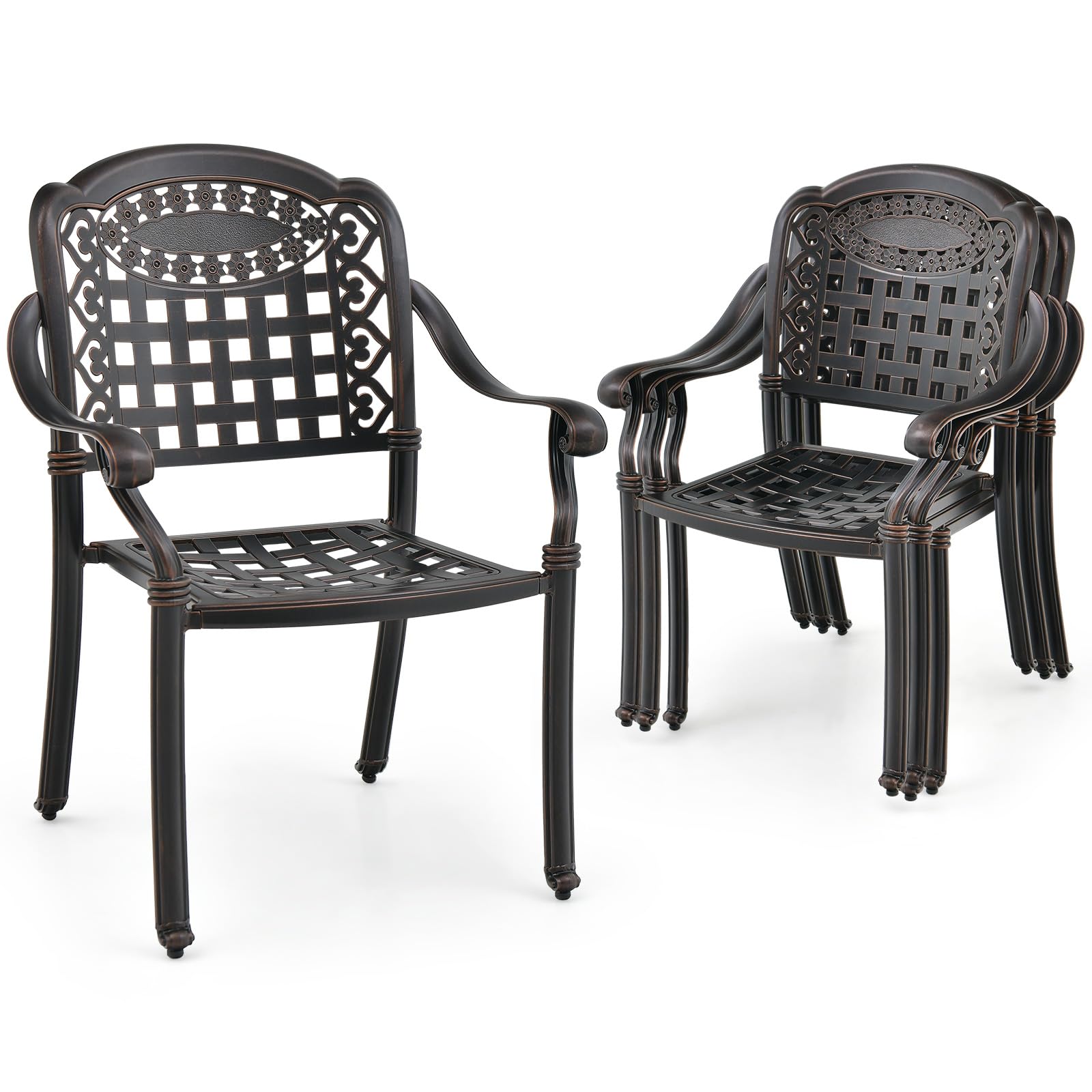 Set of 4 Cast Aluminum Patio Dining Chairs - Tangkula
