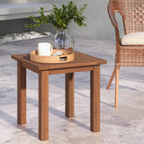 Tangkula Square Outdoor Side Table, 17.5” Patio Hardwood End Table