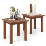 Tangkula Square Outdoor Side Table, 17.5” Patio Hardwood End Table