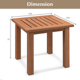 Tangkula Square Outdoor Side Table, 17.5” Patio Hardwood End Table