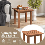 Tangkula Square Outdoor Side Table, 17.5” Patio Hardwood End Table