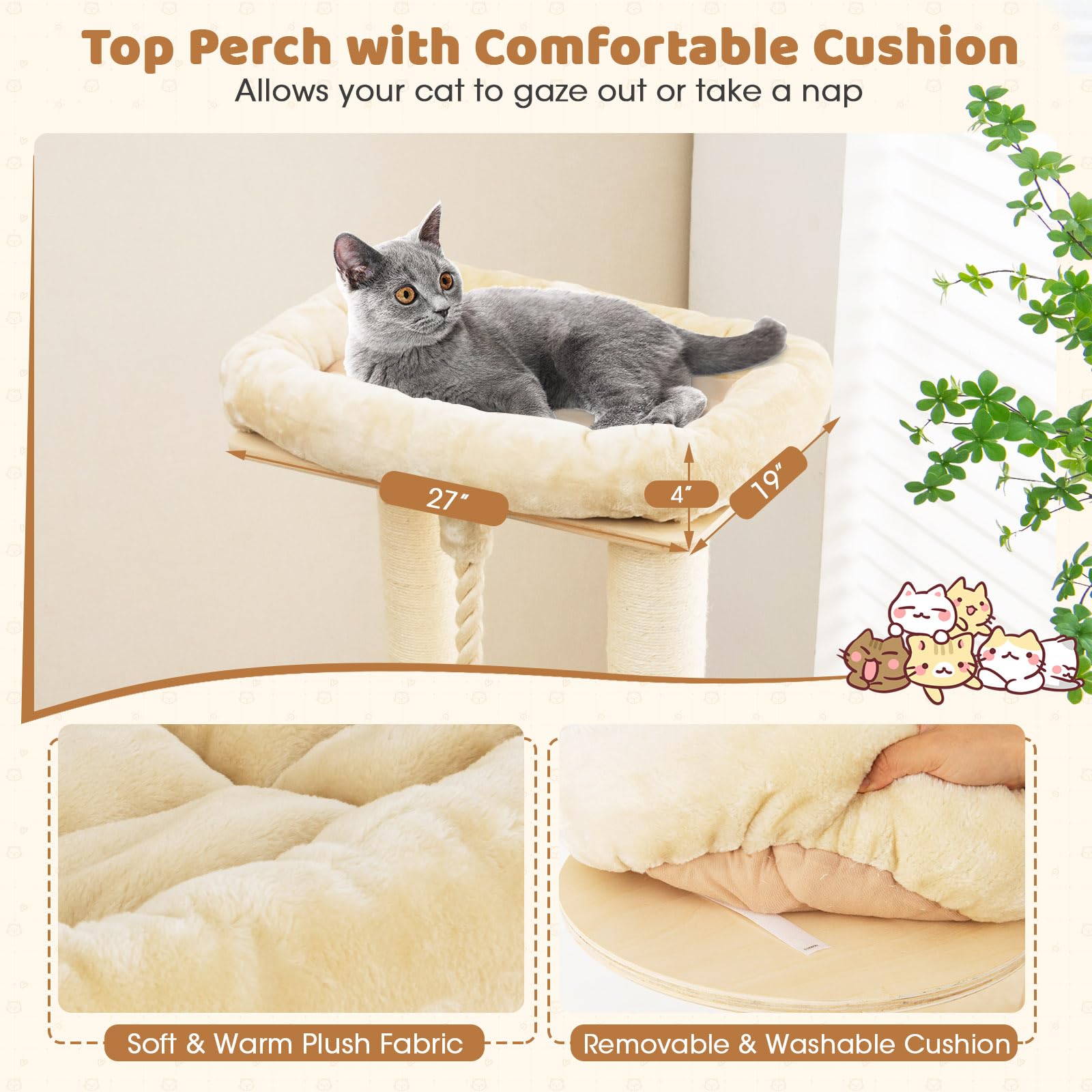 thumbnail image 2 of Tangkula Tall Cat Tree, 69 Inch Multi-Level Cat Tower With 2 of 13