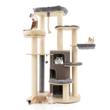  67 Inch Multi-Level Modern Large Cat Tower - Tangkula