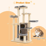  67 Inch Multi-Level Modern Large Cat Tower - Tangkula