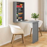 Tangkula Foldable Wall Mounted Desk, Floating Desk with Storage Shelves & Hooks