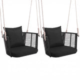 Tangkula Outdoor Metal Porch Swing | Single Person Hanging Seat w/Woven Rattan Backrest (1/2)