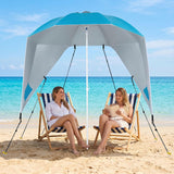 Tangkula 6.5 FT 2-In-1 Beach Umbrella with Shade for Sand