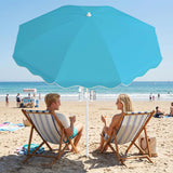 Tangkula 6.5 FT Scalloped Beach Umbrella with Cup Holders for Sand