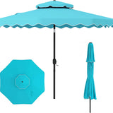 Tangkula 9.5 FT Scalloped Patio Umbrella with Tilt Adjustment & Crank