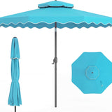 Tangkula 10.5 FT Scalloped Patio Umbrella with Tilt Adjustment & Crank