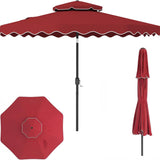 Tangkula 9.5 FT Scalloped Patio Umbrella with Tilt Adjustment & Crank