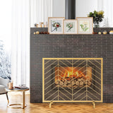 Tangkula Single Panel Fireplace Screen, Wrought Metal Fire Spark Guard