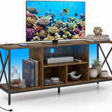 Tangkula Industrial TV Stand &LED Lights for 65" TV
