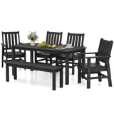 Tangkula 6 Pcs Outdoor HDPE Weather Resistant Table and Chairs Set