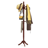 Tangkula Coat Rack Freestanding Solid Rubber Wood Coat Tree with 11 Hooks and 3 Height Options for Coats