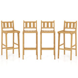 Tangkula Teak Wood Bar Stool, 30” Bar Chair with Footrest & Backrest