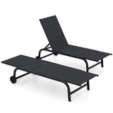 Tangkula Lounge Chair Outdoor 6-Position Recliner Metal Frame  Breathable Fabric (1/2)