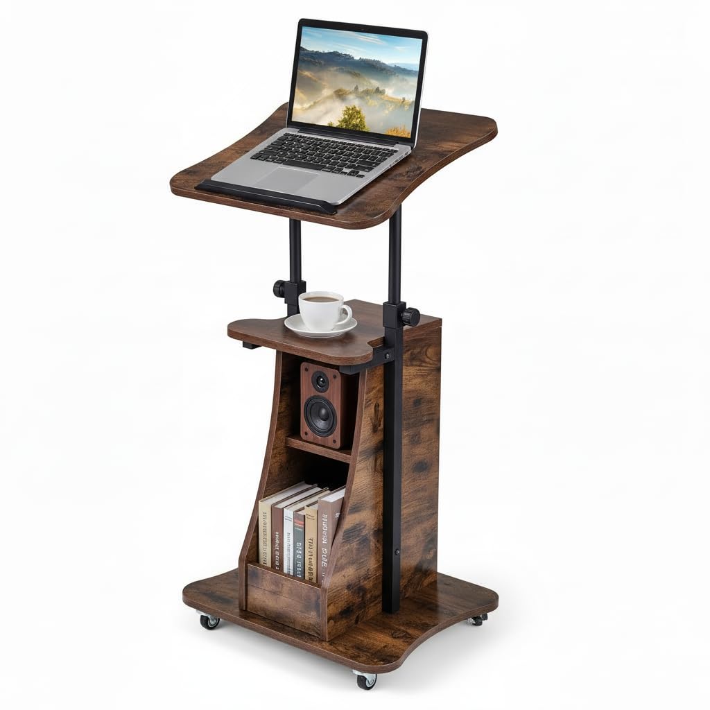 Tangkula Mobile Lectern Podium Height Adjustable Podium Stand