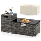 Tangkula 2-Piece Outdoor Rattan Fire Table Set