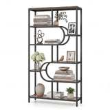 Tangkula Geometric Bookshelf Freestanding Open Bookcase Industrial Display Rack
