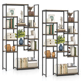 Tangkula 71” Tall Bookshelf 12 Storage Shelves Heavy-Duty Metal Frame Modern Freestanding Plant Display Rack