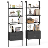 Tangkula Ladder Bookshelf with 4 Open Shelves & 2 Drawers