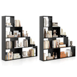 Tangkula 10 Shelves Bookshelf, L Shaped Freestanding Ladder Corner Bookshelf