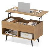 Tangkula Lift Top Coffee Table with Hidden Compartment & 2 Open Shelves