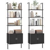 Tangkula 72.5” Tall Bookshelf 5 Tier Wall Mount Ladder Bookcase with Cabinet