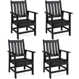 Tangkula Patio Dining Chairs Set of 2 HDPE All Weather Outdoor Chair with Wide Armrests