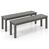 Tangkula HDPE Outdoor Bench 2-3 Person Patio Bench 55" Backless Garden Dining Bench with Slatted Seat
