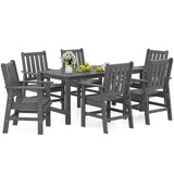 Tangkula 7 Pieces Patio Dining Set with 1.77” Umbrella Hole Wood-Like Surface