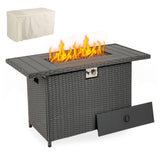 Tangkula 44.5 Inch Propane Fire Pit Table with Metal Slatted Tabletop & Stainless Steel Burner