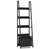 Tangkula 5-Tier Narrow Ladder Bookshelf with Fabric Drawer (1/2)