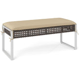 Tangkula Outdoor Ottoman, Patio Rattan Heavy Duty Wicker Footrest
