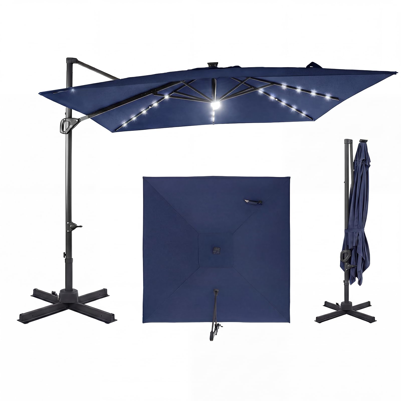 Tangkula 10ft Offset Cantilever Outdoor Umbrella 32 LED Lights
