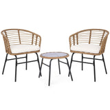 Tangkula 3 Pieces PE Rattan Patio Furniture Set