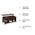 Wood Lift Top Coffee Table, Modern Coffee Table - Tangkula