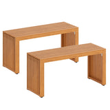 Tangkula Patio Acacia Wood Bench Outdoor Backless Seating Furniture