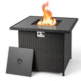 Tangkula 32.5 Inch Propane Fire Pit Table with Tempered Glass Tabletop & Stainless Steel Burner for Outside Patio