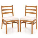 Tangkula Wood Patio Chair Set with Washable Covers Curved Back