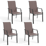 Tangkula Outdoor Dining Chairs with High Back & Curved Armrests