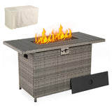Tangkula 44.5 Inch Propane Fire Pit Table with Metal Slatted Tabletop & Stainless Steel Burner