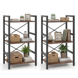 Tangkula 16.5" Width Wooden Open 3-Tier Industrial Bookshelf (1/2)
