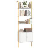 Tangkula 72.5” Tall Bookshelf 5 Tier Wall Mount Ladder Bookcase with Cabinet