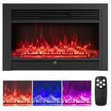 Tangkula Electric Fireplace Insert with Remote Control Adjustable Flame Colors and Brightness